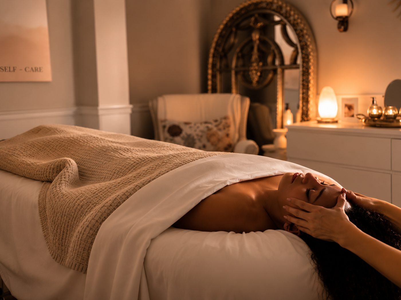 Magic Hour Facial in a candlelit treatment room at Lemon & Honey Day Spa, City of Orange, CA